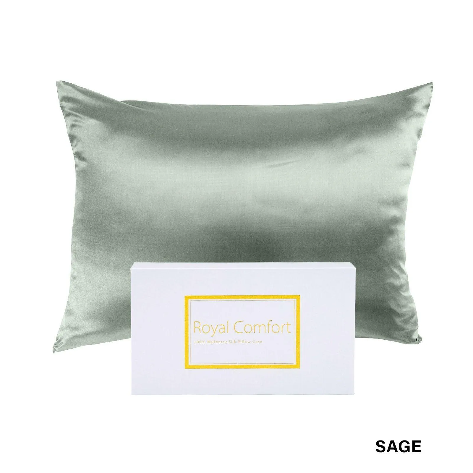 Royal Comfort Pure Silk Pillow Case 100% Mulberry Silk Hypoallergenic Pillowcase - Sage