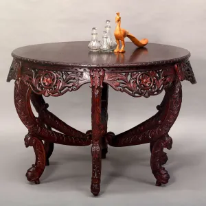 Royal inquisitive Carved Teak Round Table