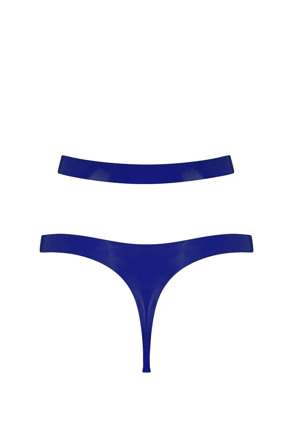 Royalblue Navy Latex Cut Out Thong