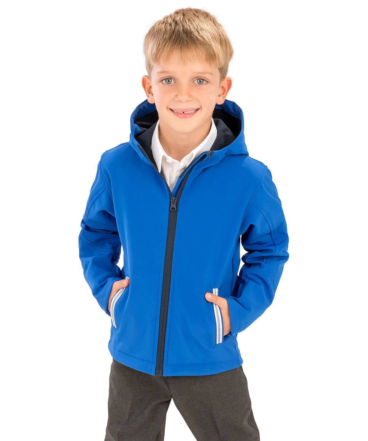 Royal/Navy - Core junior TX performance hooded softshell jacket