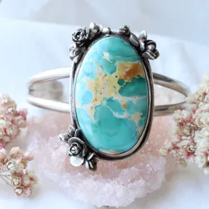 Royston Turquoise sterling and floral cuff bracelet