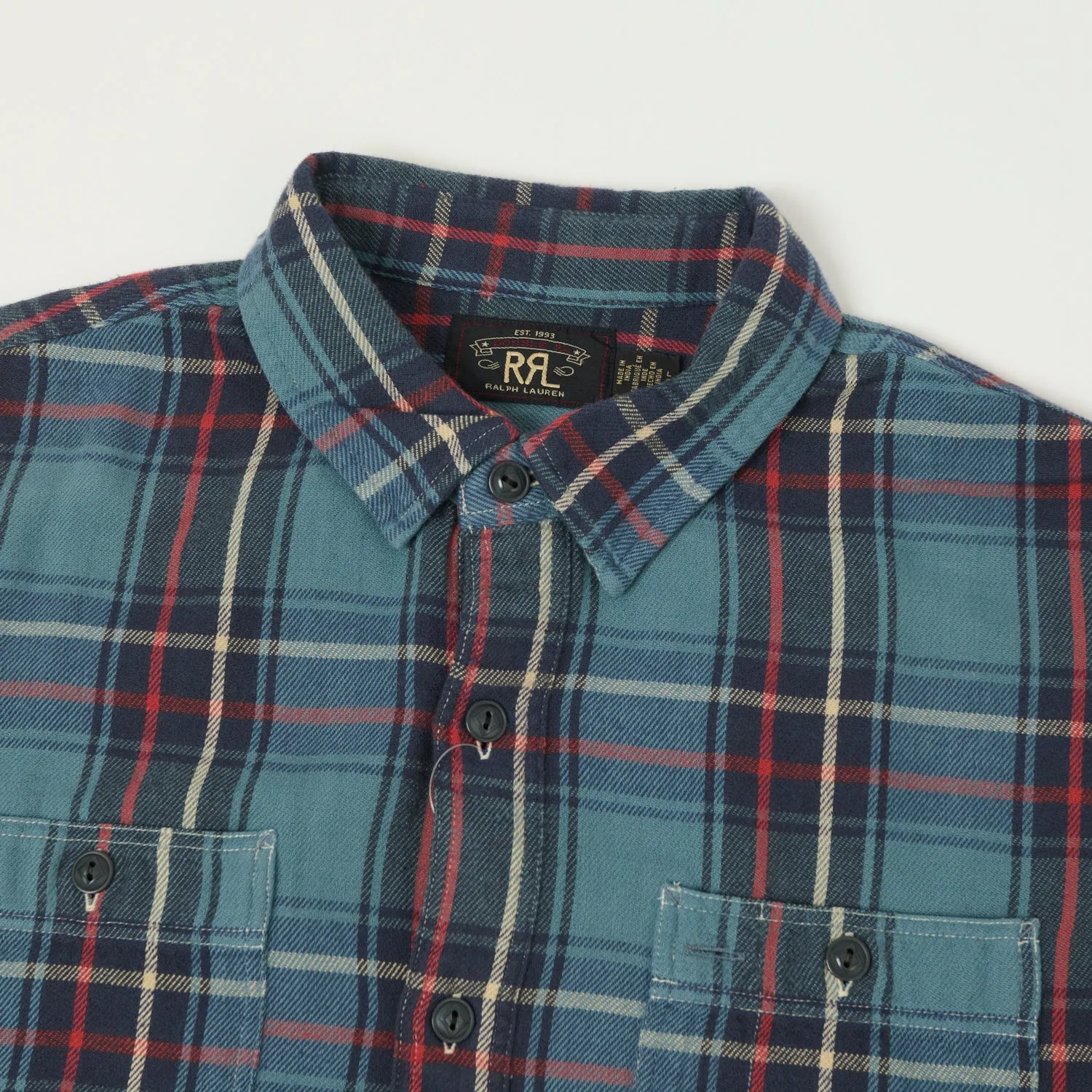 RRL Plaid Twill Workshirt - Blue/Red