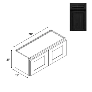 RTA - Elegant Shaker Black - Wall High Cabinets with 2 Door - 30"W x 21"H x 12"D