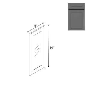 RTA - Elegant Shaker Grey - 15"W x 30"H x 0.75"D - Wall Molding Glass Door with 1 Door