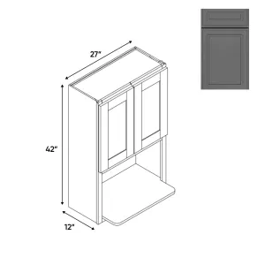 RTA - Elegant Shaker Grey - Microwave Wall Cabinets with 2 Door 1 Shelf - 27"W x 42"H x 12"D