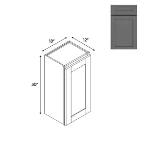 RTA - Elegant Shaker Grey - Wall High Cabinets with 1 Door 2 Shelf - 18"W x 30"H x 12"D