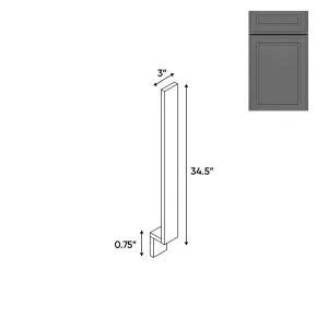 RTA - Elegant Shaker Grey - Wood Base Filler - 3"W x 34.5"H x 0.75"D