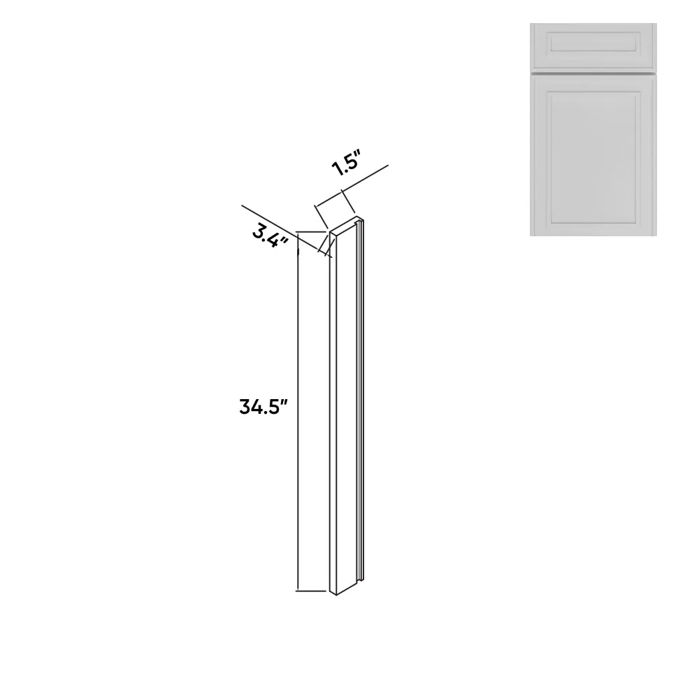 RTA - Elegant Shaker White - 1 1/2"W - Wood Return - 1.5"W x 34.5"H x 0.75"D