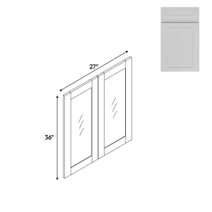 RTA - Elegant Shaker White - 27"W x 36"H x 0.75"D - Wall Molding Glass Door with 2 Door