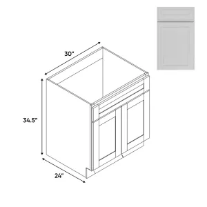 RTA - Elegant Shaker White - 30"W - Sink Base 2 Door with 1 Drawer Face - 30"W x 34.5"H x 24"D