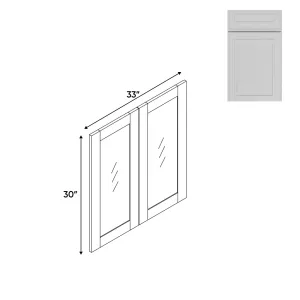 RTA - Elegant Shaker White - 33"W x 30"H x 0.75"D - Wall Molding Glass Door with 2 Door