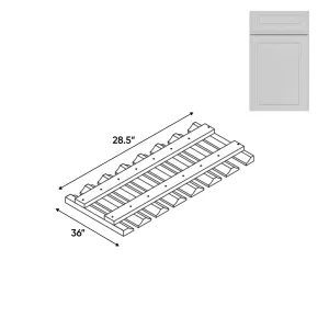 RTA - Elegant Shaker White - 36" - Wall Glass Rack- 36"W x 2"H x 12"D