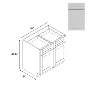 RTA - Elegant Shaker White - Base Cabinet with 2 Door 2 Drawer 1 Shelf - 36"W x 34.5"H x 24"D