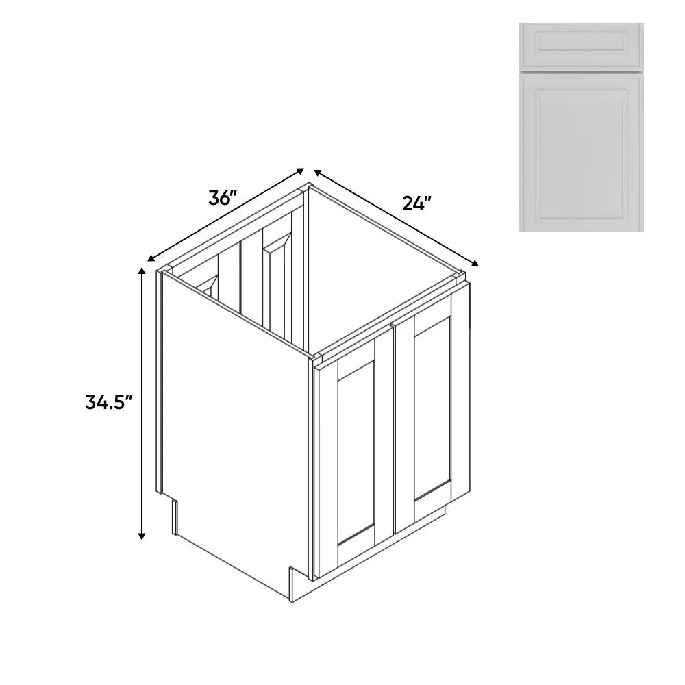 RTA - Elegant Shaker White - Base Cabinet with 4 Door - 24"W x 34.5"H x 24"D