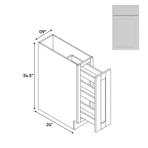 RTA - Elegant Shaker White - Base Spice Rack Pull Out with 3 Shelf - 9"W x 34.5"H x 24"D