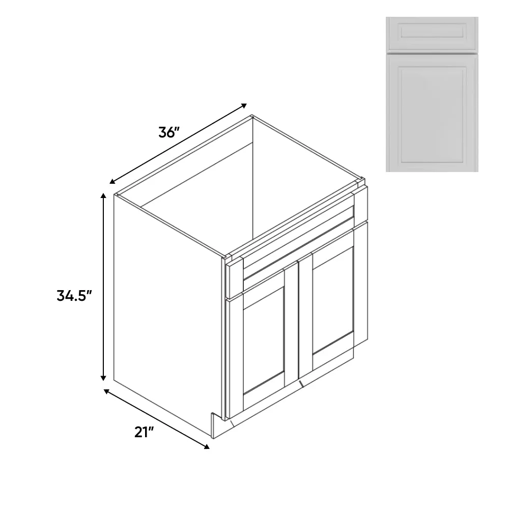 RTA - Elegant Shaker White - Vanity Cabinets with 2 Door - 36"W x 34.5"H x 21"D