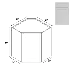 RTA - Elegant Shaker White - Wall Diagonal Corner - 1 Door 2 Shelf - 24"W x 30"H x 12"D