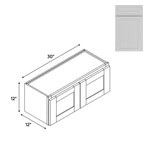 RTA - Elegant Shaker White - Wall High Cabinets with 2 Door - 30"W x 12"H x 12"D