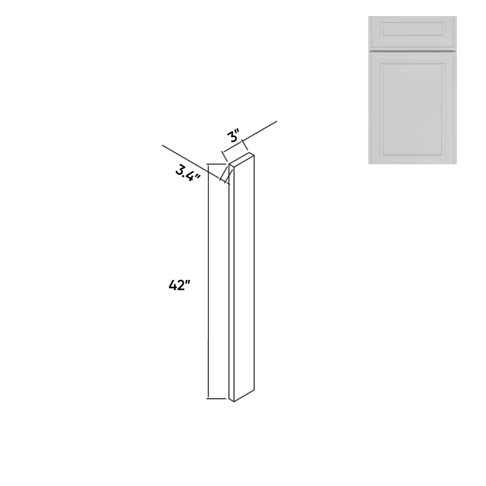 RTA - Elegant Shaker White - Wood Wall Filler - 3"W x 42"H x 0.75"D