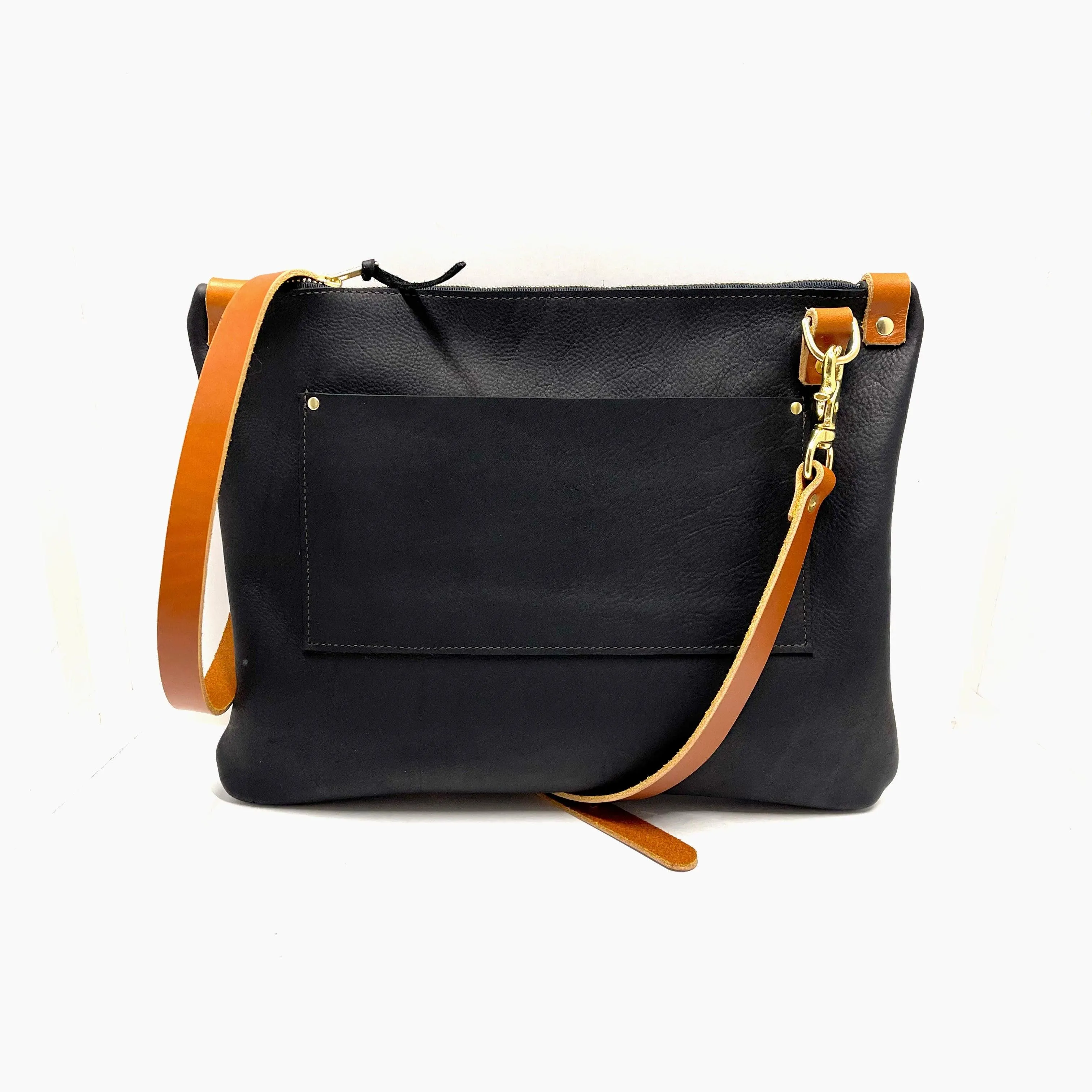 RTS- Leather Messenger Bag in Black