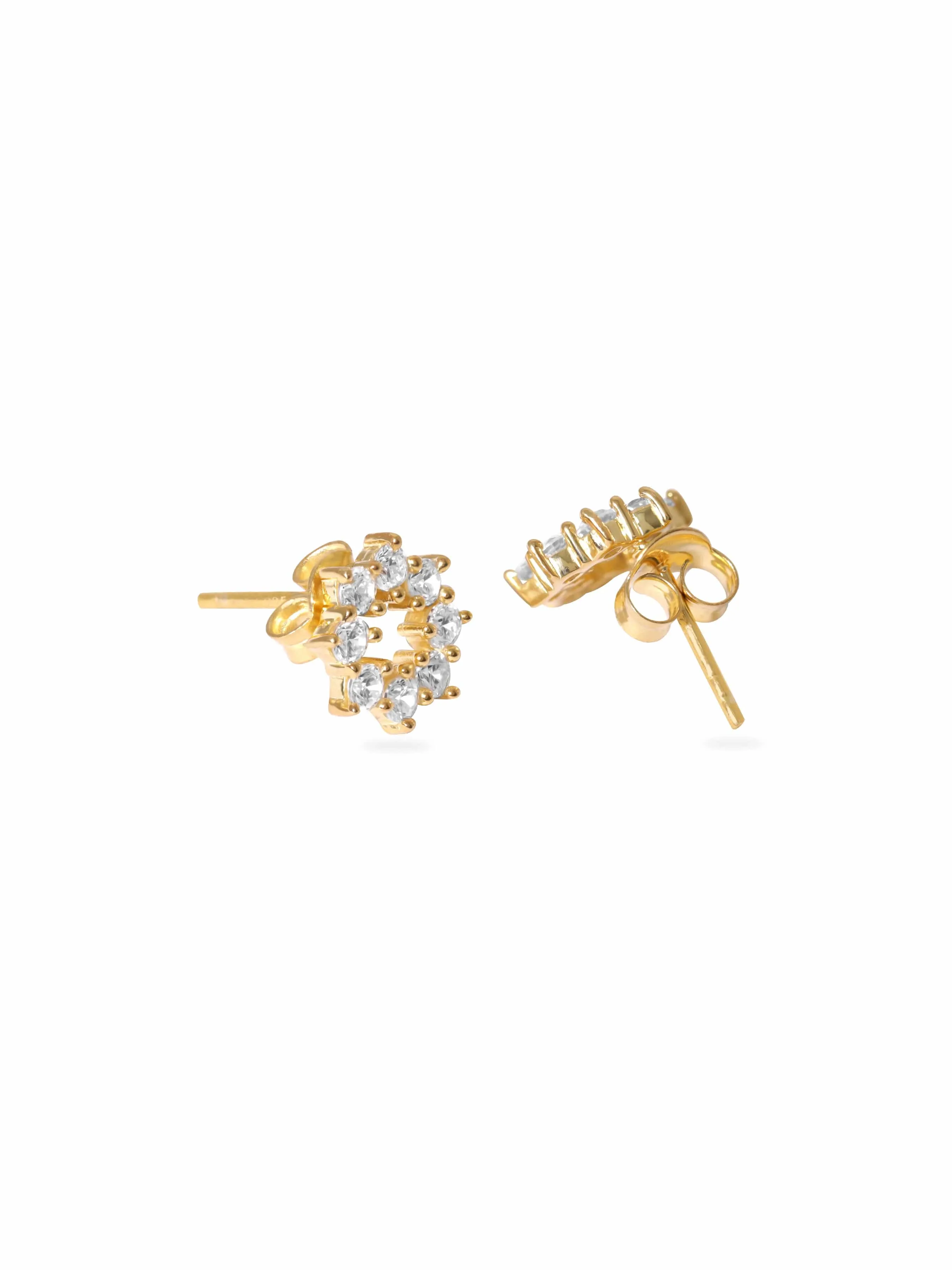 Rubans 925 Silver 18K Gold Plated 925 Silver Fine Zirconia Studded Stud Earring