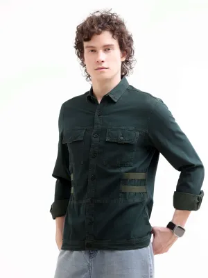 Rubans green denim overshirt