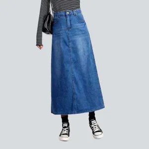 Rubber waistband casual denim skirt