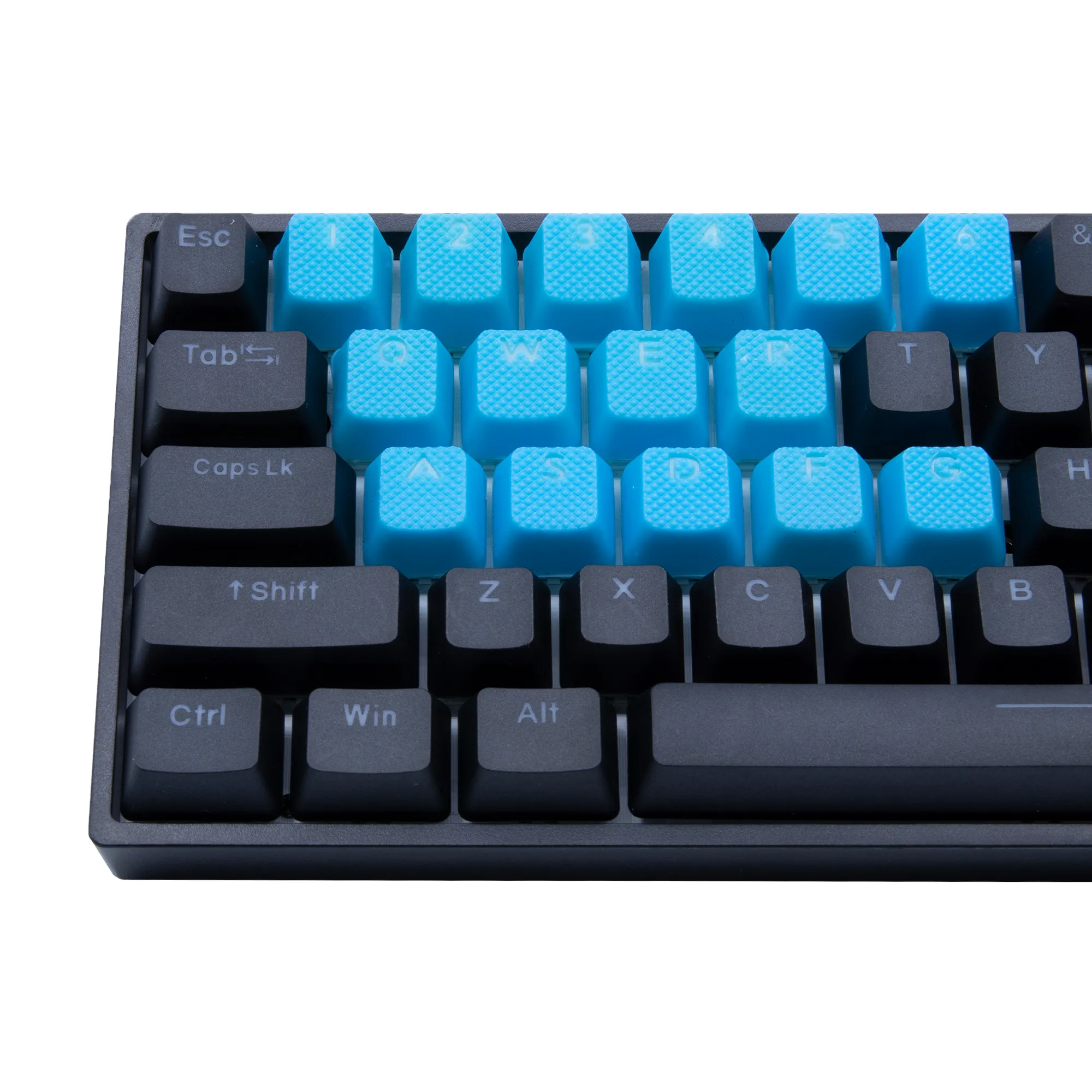 Rubberized Gaming Keycaps (Neon Blue)