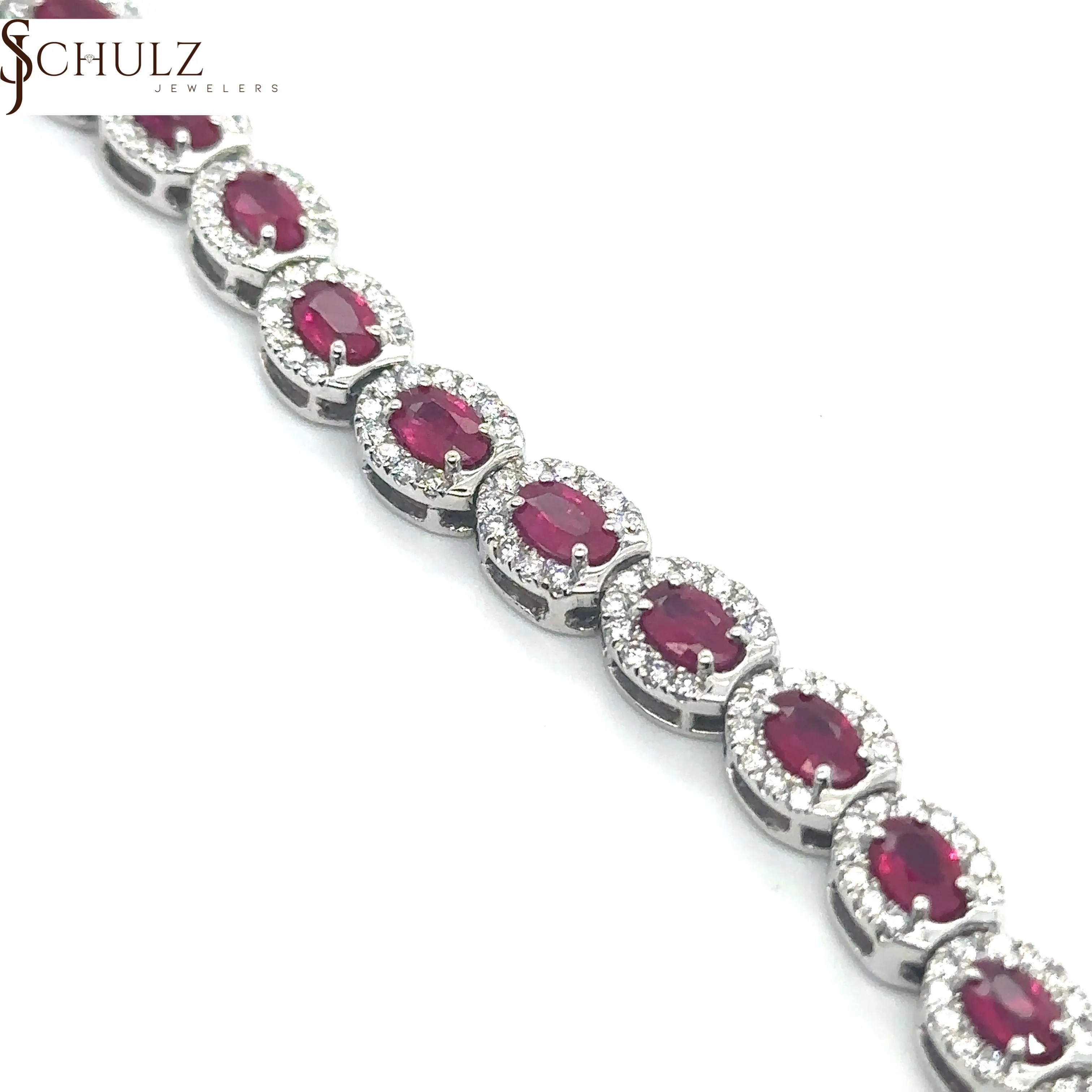 Ruby and Diamond White Gold Tennis Bracelet | 14K | Gift for Her