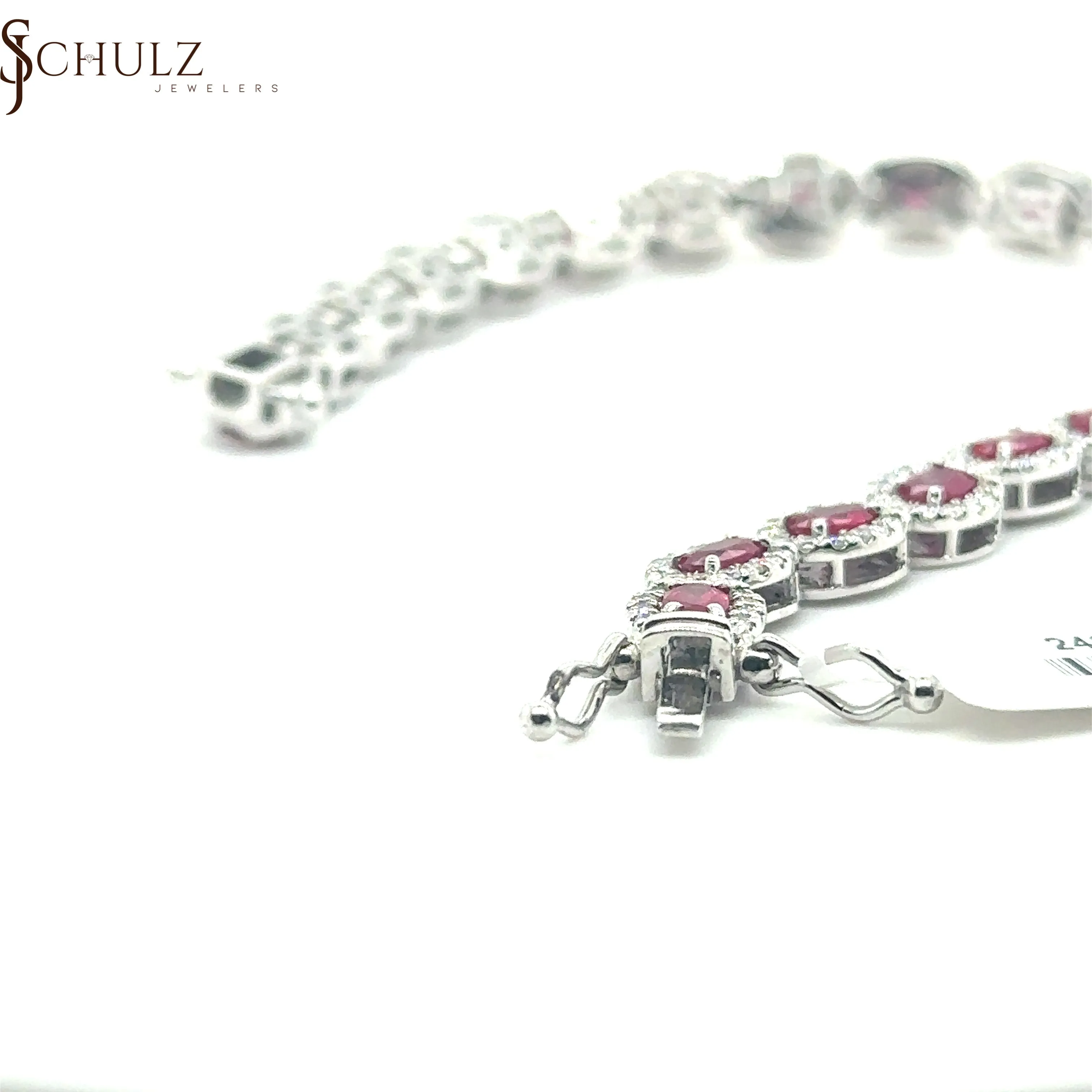 Ruby and Diamond White Gold Tennis Bracelet | 14K | Gift for Her