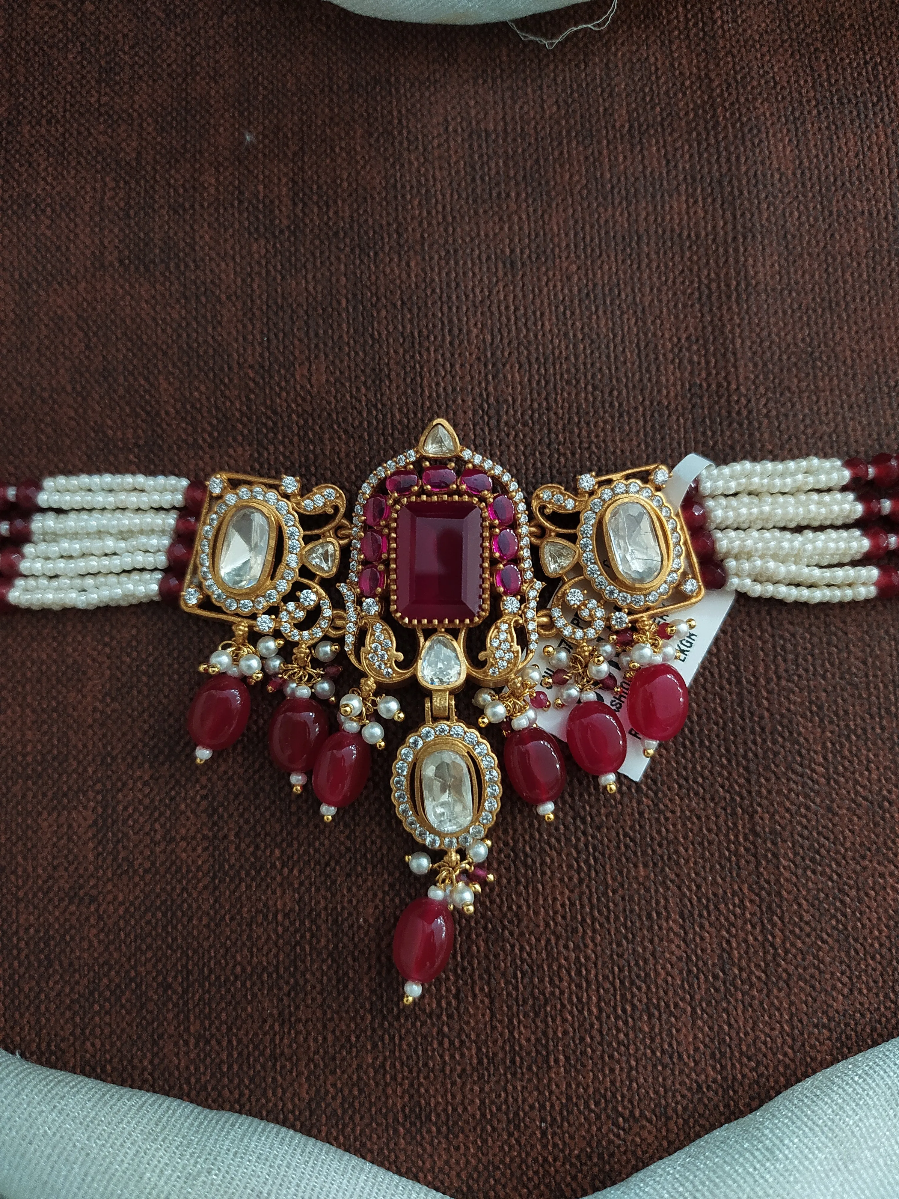 Ruby Kundan Pearl Choker Set