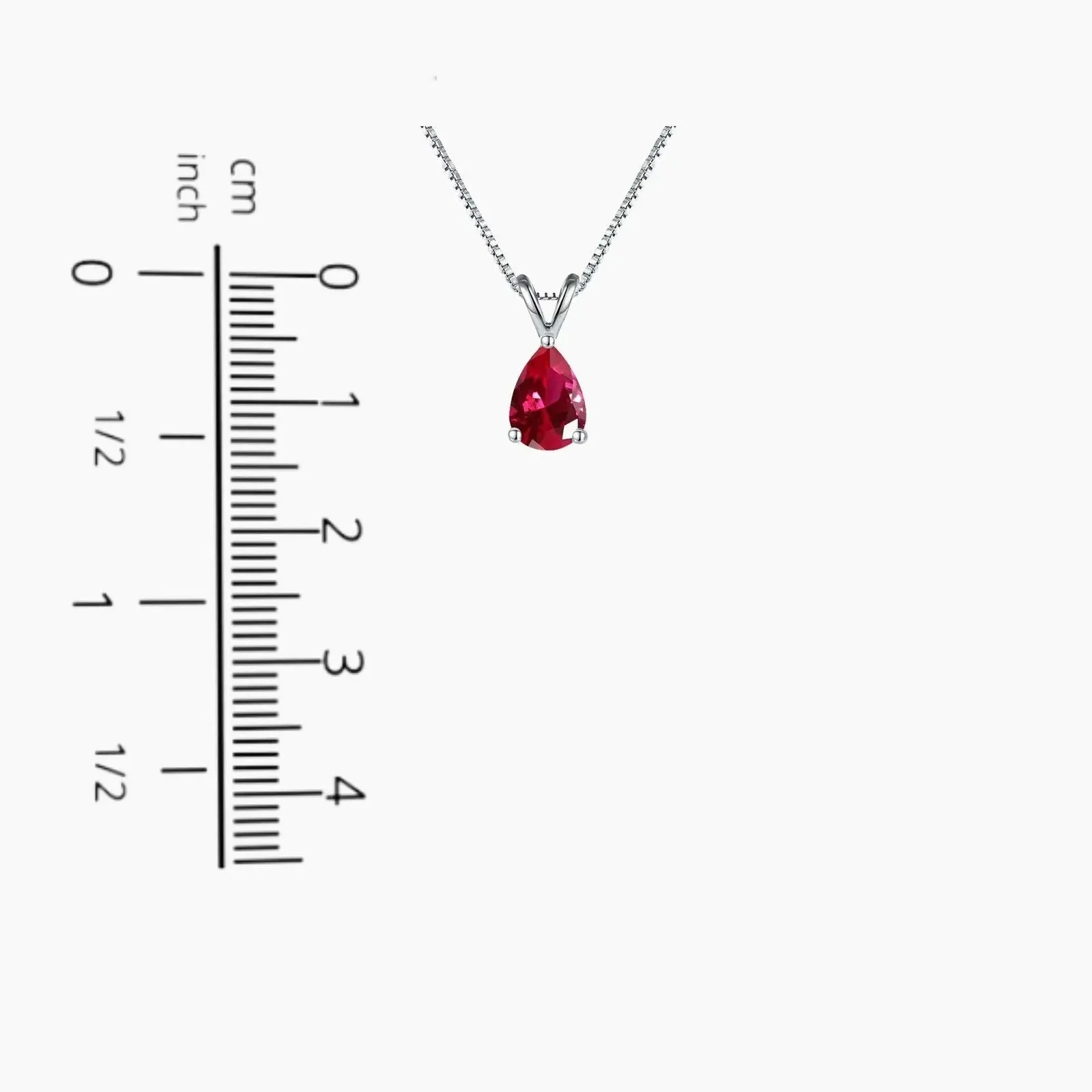 Ruby Pear Shape Pendant Necklace - 925 Sterling Silver