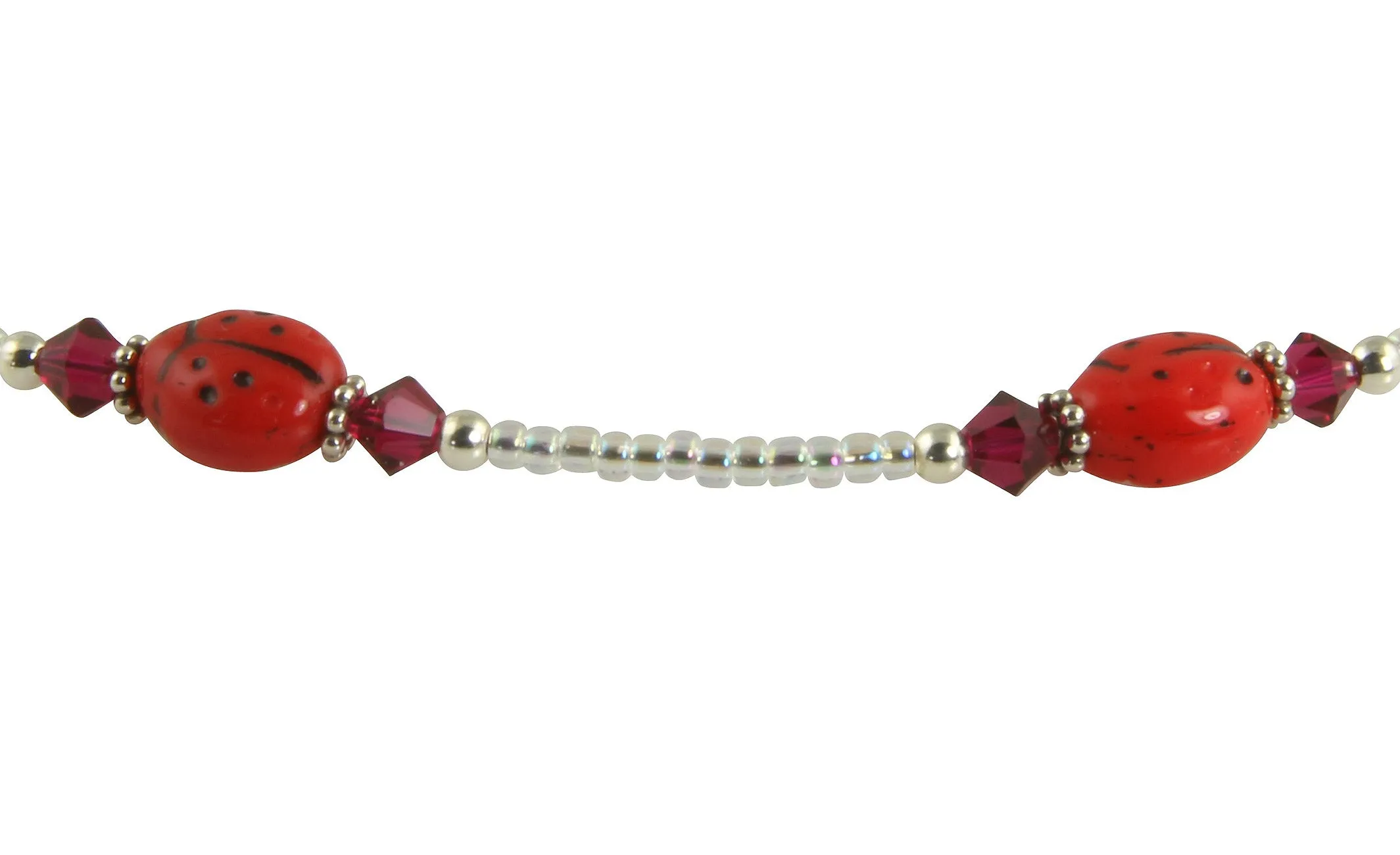 Ruby Red Ladybug Beaded Anklet