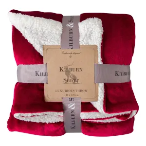 Ruby Red Plush Sherpa Throw