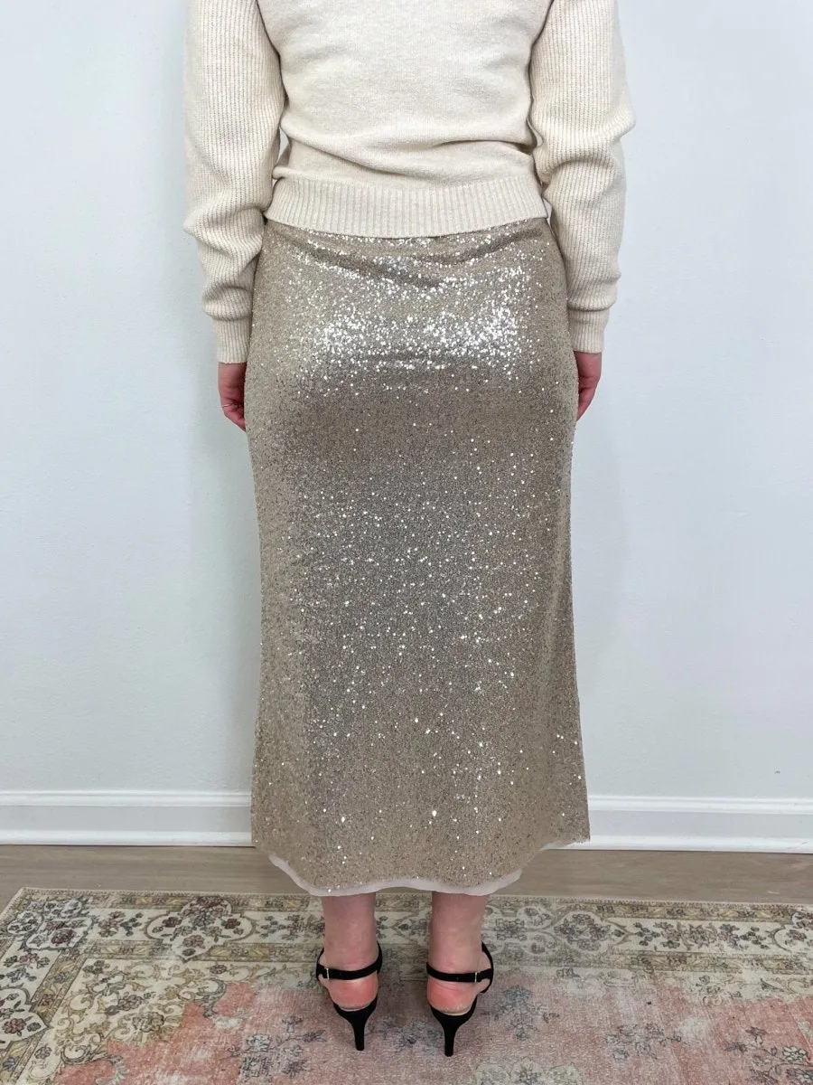 Ruby Skirt in Platino Sequin