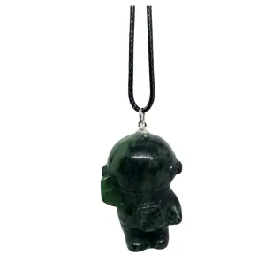 Ruby Zoisite Crystal Spaceman Pendant Necklace