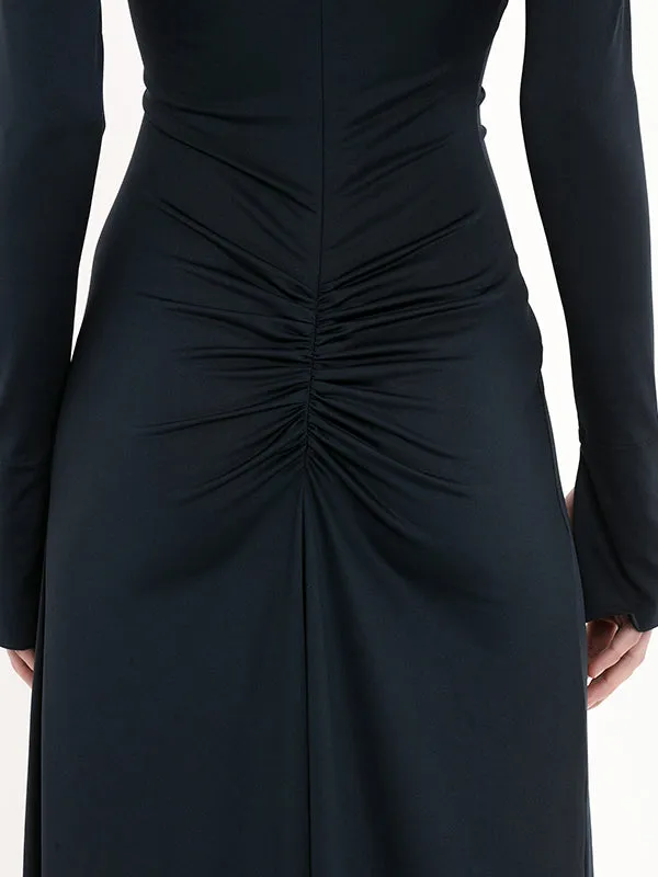 Ruched Detail Gown in Midnight