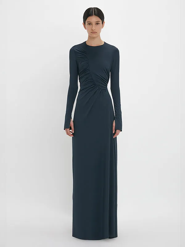 Ruched Detail Gown in Midnight