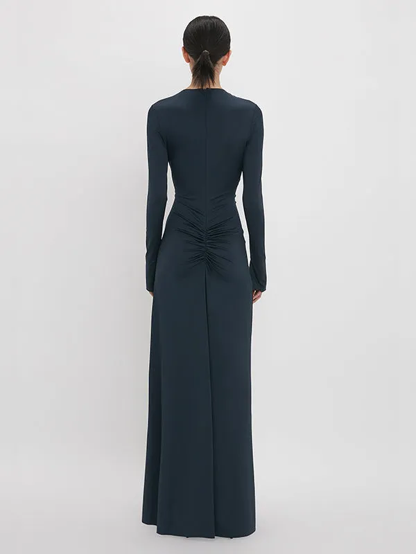 Ruched Detail Gown in Midnight