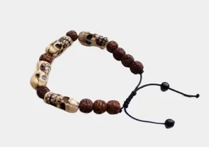 Rudrakshya Beaded Bracelet with Skull Bone Counter