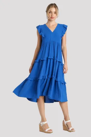 Ruffle Tiered Midi Dress, Royal