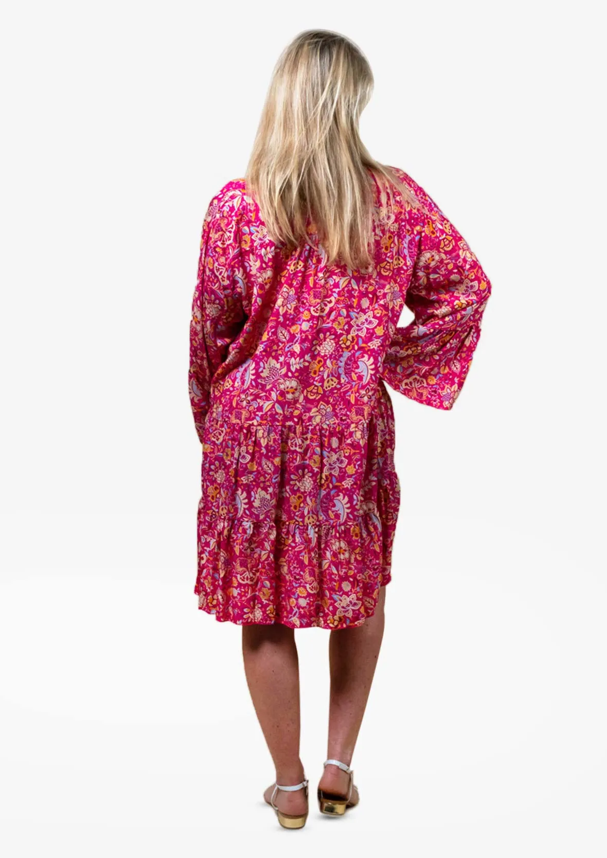 Ruffled Paisley Smock Dress