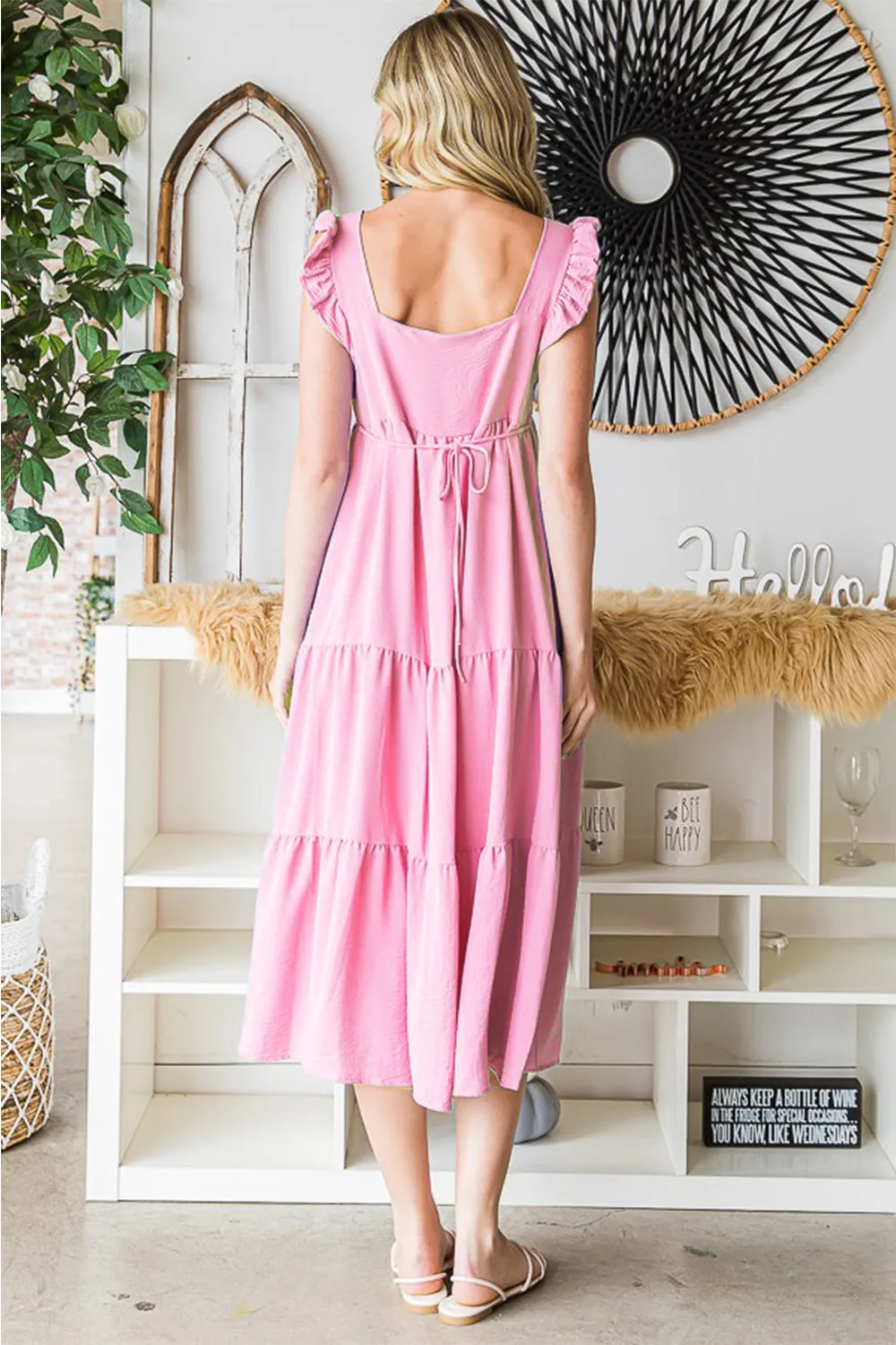 Ruffled Sleeveless Tiered Summer Midi Dress