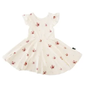 Ruffled Sleeves Twirl Dress - Petals