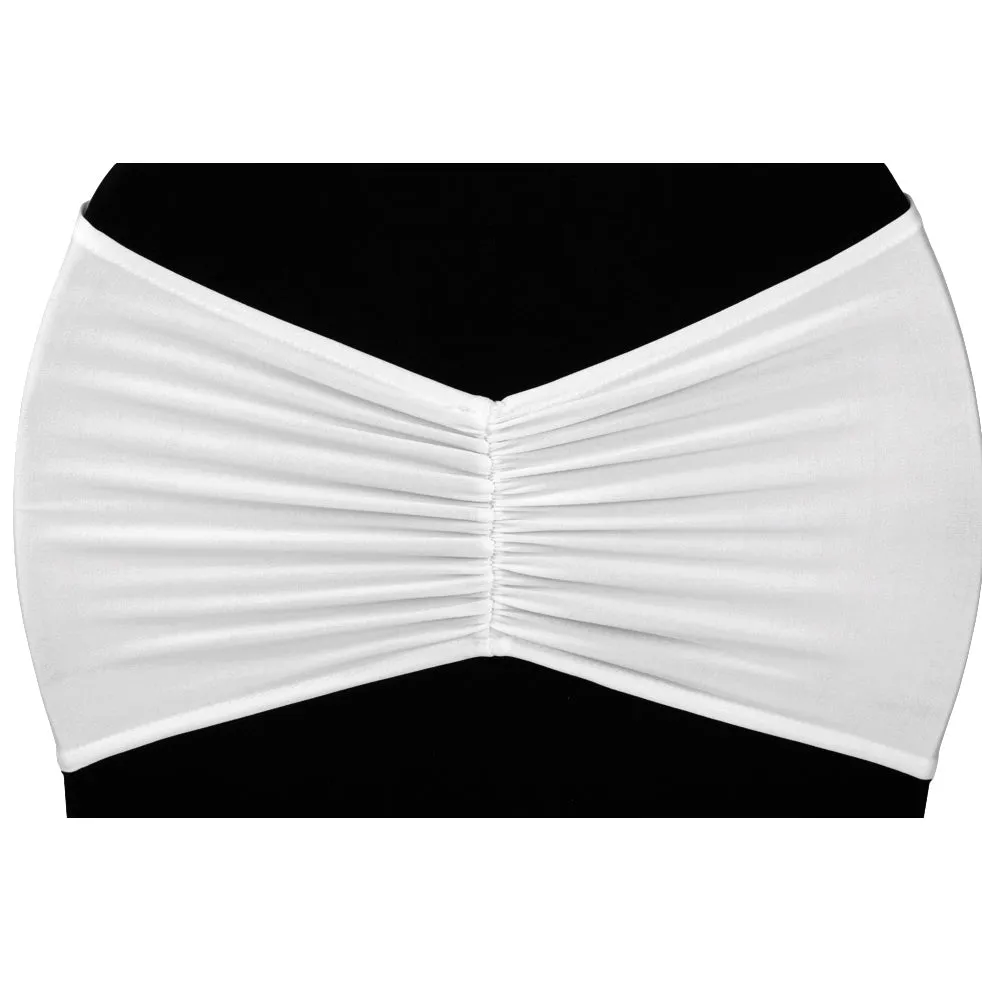 Ruffled Spandex Chair Band - White