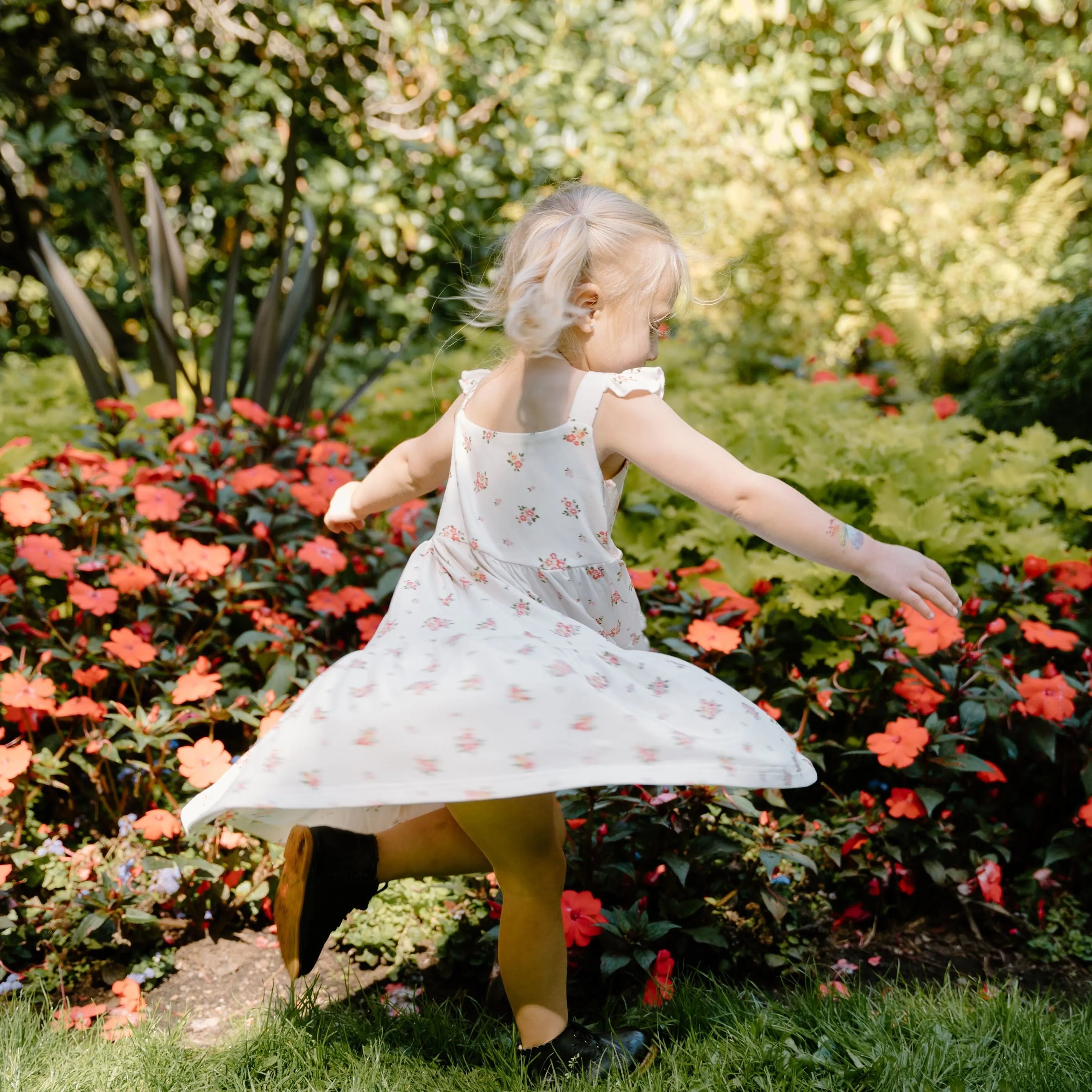 Ruffled Strap Tiered Dress - Blushing Blossom