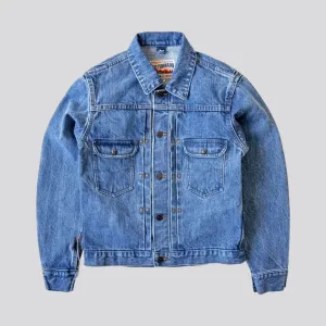 Rugged light wash duty denim jacket for men