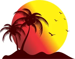 Ruhi Decor Beautiful Sunset On The Beach Wall Sticker PVC Stickers Waterproof Laminated Wall Stylish for Living Room