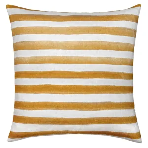 Rumi Striped Mustard Linen Cushion With Feather Insert - 50X50cm