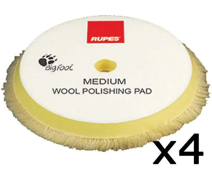 Rupes Bigfoot 40mm NEW Wool Medium Yellow Polishing Pad 9.BW40M (4 pacK)